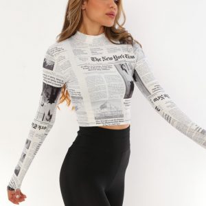 Bluza dama scurta model Newspaper
