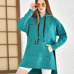 Hanorac gros vatuit oversize Turcoaz confecționat din bumbac calitate premium. Iti oferă confortul termic necesar în sezonul rece, în ținute casual/sport.