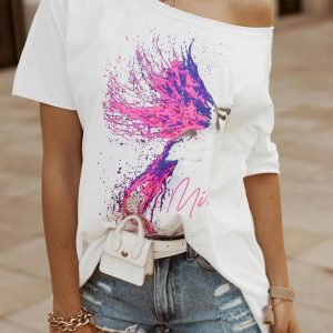 Tricou dama alb umar gol este un tricou cu maneci scurte si decolteu rotund. Tricoul este confectionat din bumbac si este potrivit pentru zilele calduroase de vara.