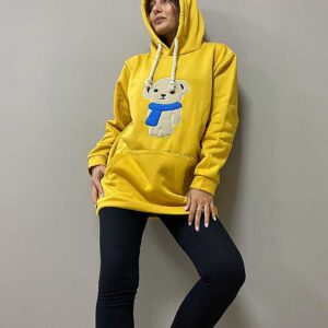 Hanorac Oversize Vatuit Ursulet Galben confecționat din bumbac vătuit. Esti friguroasă dar îți place să fii la moda, alege acest hanorac cool!