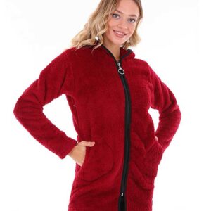 Hanorac cu Fermoar Cocolino Visiniu foarte pufos și moale la atingere. Ideal pentru persoanele friguroase. Alege calitatea la preturi mici!