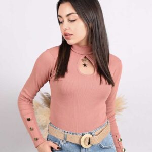 Bluza cu guler nasturi decorativi Roz din bumbac fin cu guler. Alege sa fii moderna si feminina! Produse moderne la calitate premium.