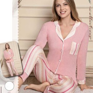 Pijama Dama Camasa cu Nasturi Roz confectionata din bumbac premium. Simte-te feminină și confortabila la tine acasa! Calitate la preturi mici!