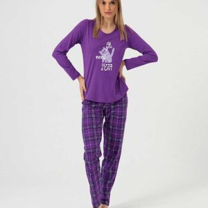 Pijama Bumbac Dama Carouri Mov confectionata din bumbac 100%. Pantalonii si bluza au croiala lejera si imprimeu simpatic. Calitate la preturi mici!