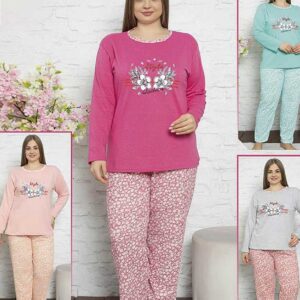 Pijama Bumbac Vatuit Bright Colors din bumbac vatuit. Bluza cu maneca lunga si pantalonii lungi sunt alegerea perfectă pentru sezonul rece.