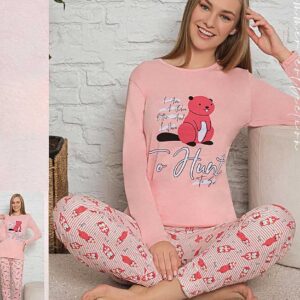 Pijama Lunga Dama Bumbac Squarrel Roz din bumbac. Setul conține bluza si pantaloni lungi cu imprimeu dragut. Este lejeră, moale, ideala pentru nevoile tale!